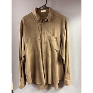 Cypress Grove Long Sleeve Button Up Mens Large 100% Silk Shirt  L